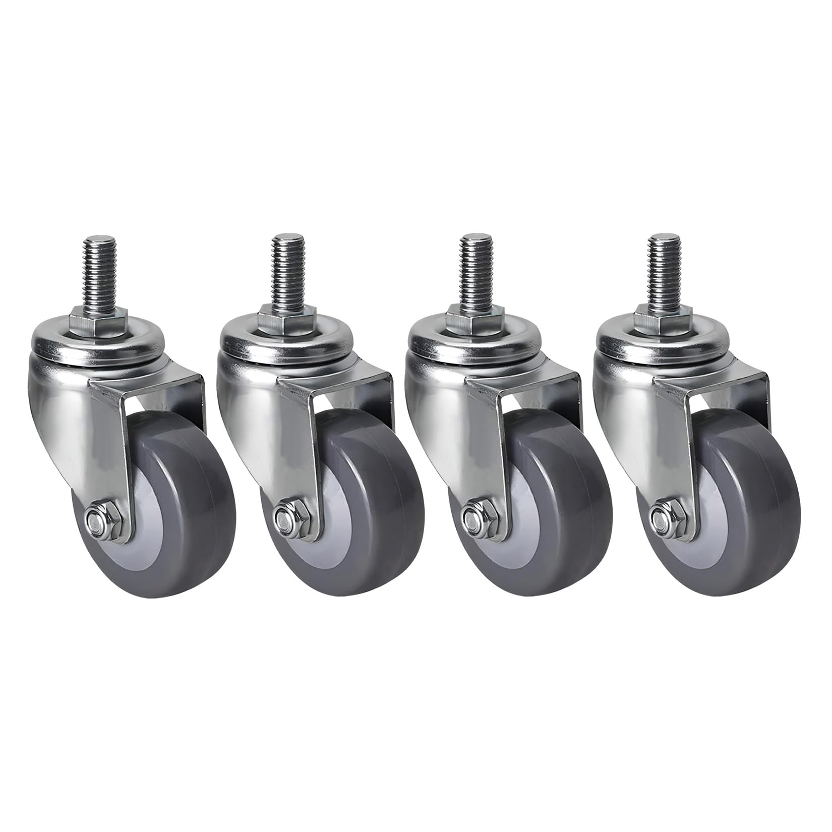 GYRAZXS Polyurethane Wheels M12×25mm Threaded Stem Casters Set of 4 Ø 6m 75mm 100mm Industrial Transport Wheels with Brake Replacement Rollers for Trolleys & Workbenches 210KG Load Capacity