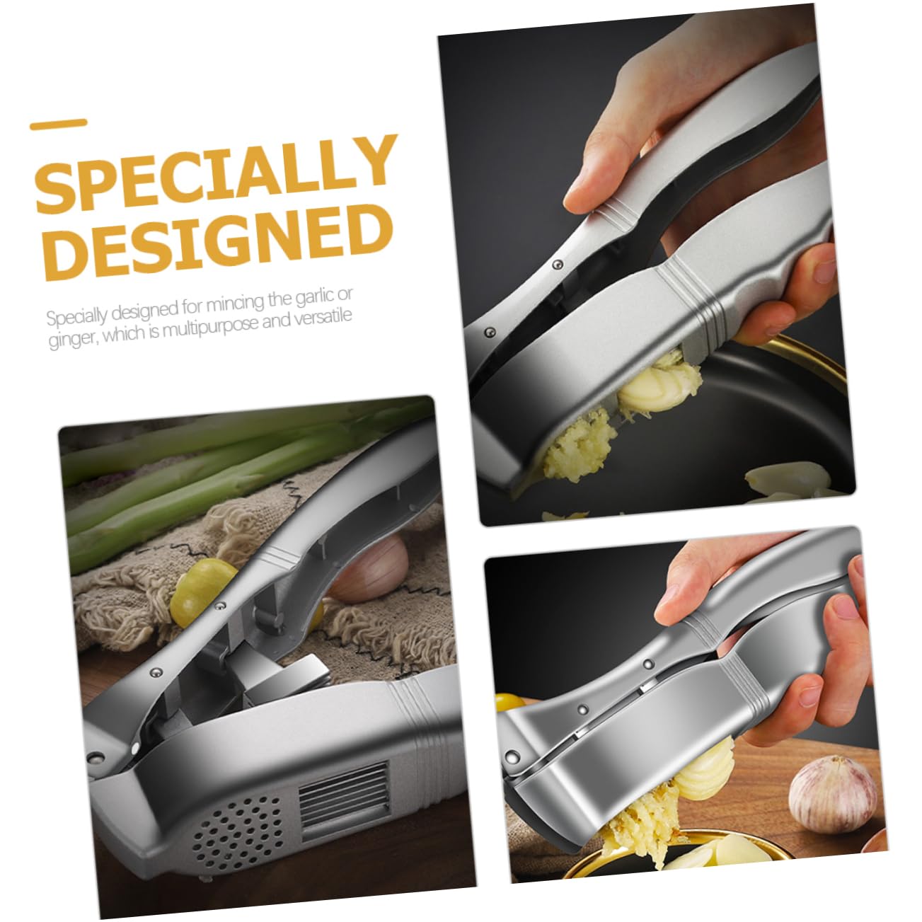 Cabilock Household Manual Garlic Presser Ergonomic Sturdy Alloy Garlic Mincer for Kitchen Multipurpose Tool for Easy Crushing for Home Cooking Restaurants More