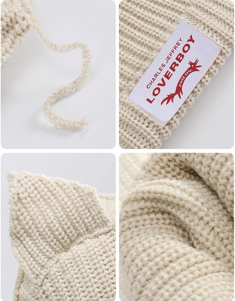 Womens Beanie Hat Winter Cuffed Knit Hats with Cat Ears Thick Warm Y2k Skull Caps Mens Ski Hat - Image 7