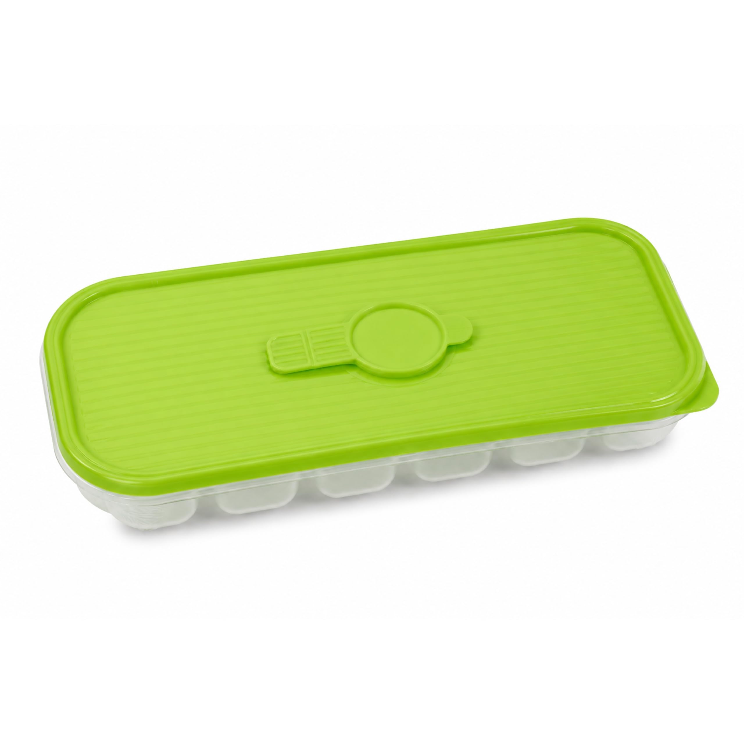LifeChic Green Ice Hive with Catch Cap - Plastic Tray 18 Cubes, Ice Cube Mould, Easy to Use
