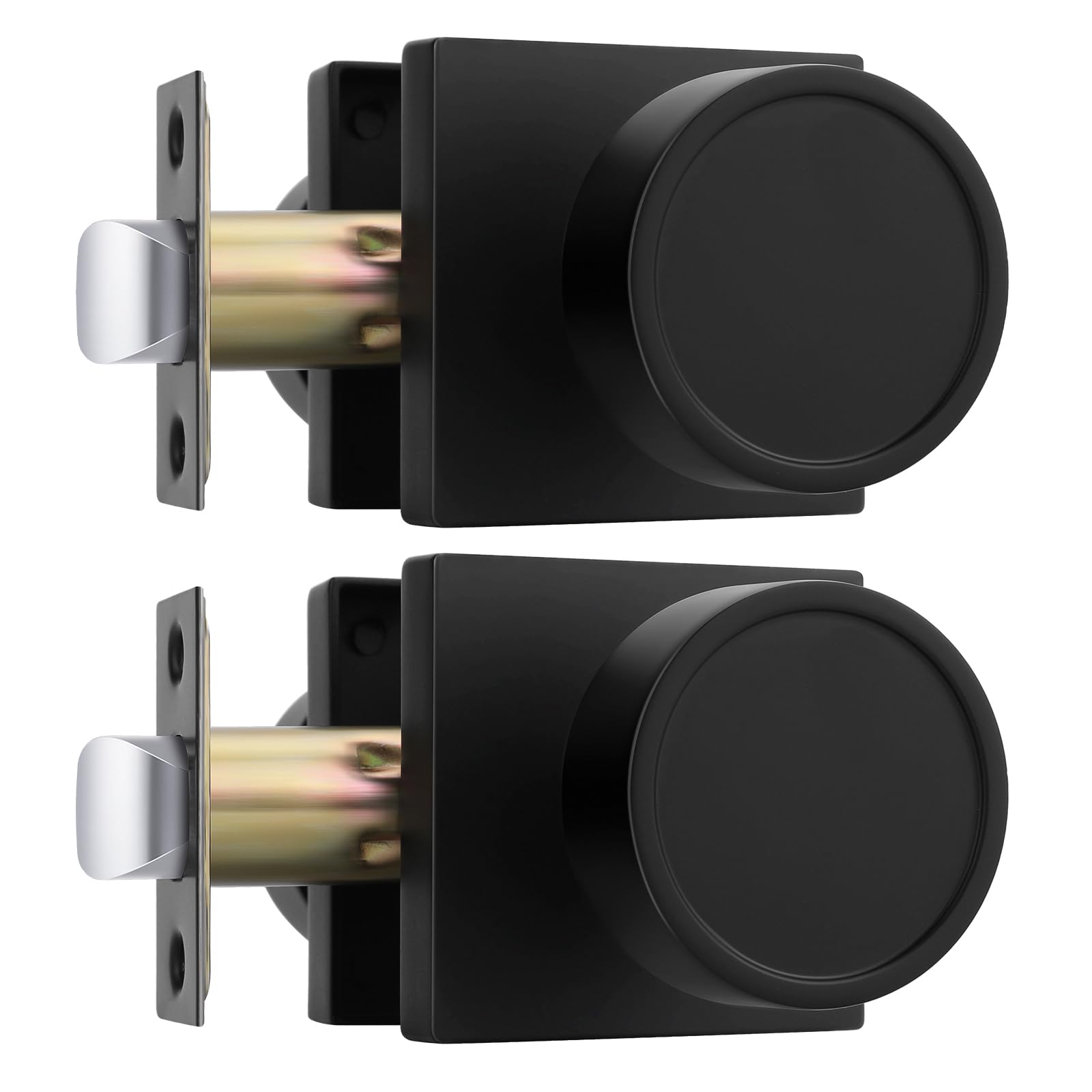 Goldenwarm Passage Matte Black Closet Door Knobs Interior, 2 Pack