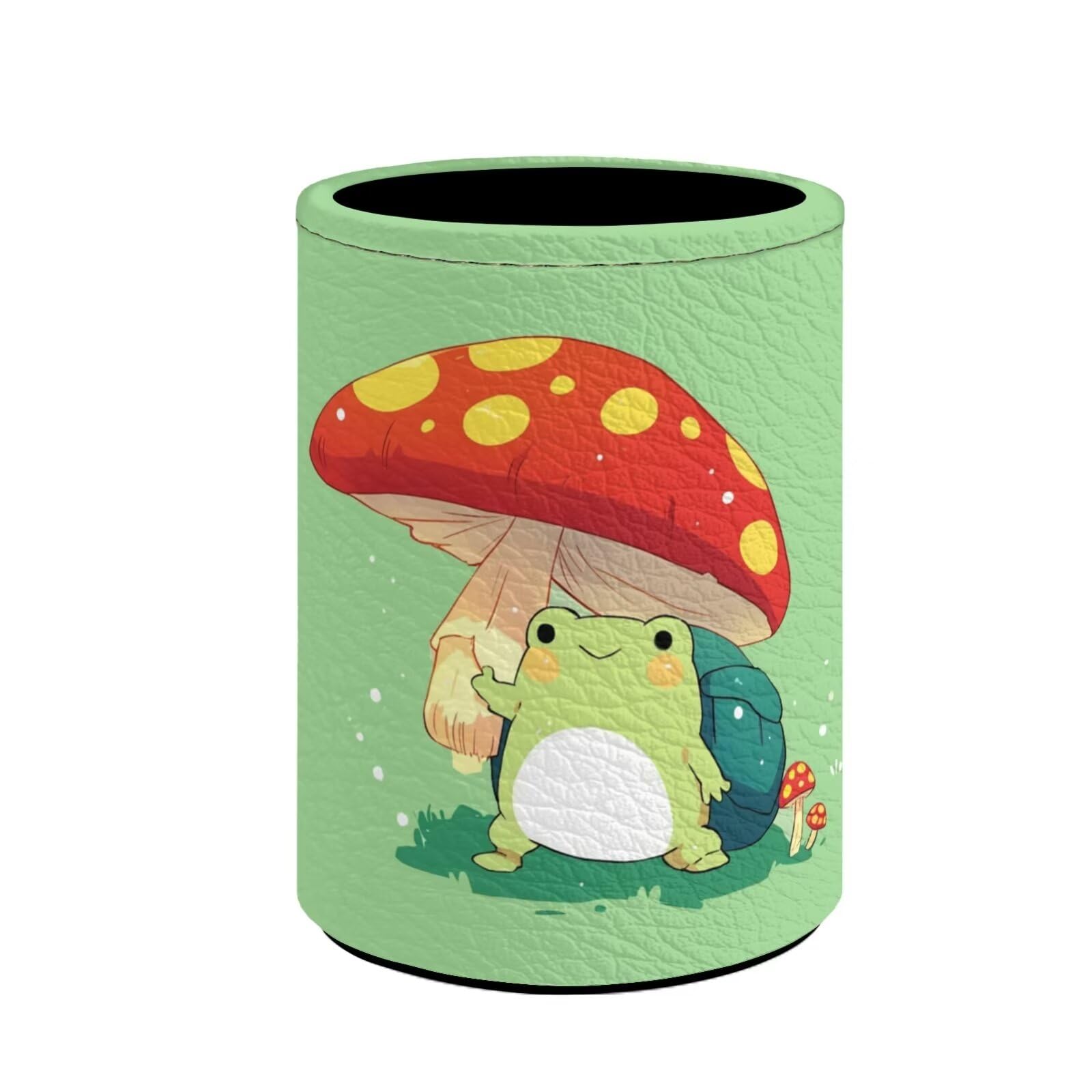 Upetstory Mushroom Frog Pencil Holder Stand Pen Cup Pot Pen Holders Pouch Decorative Makeup Brush Storage Organization Gifts for Women Teen Girls Boys Kids