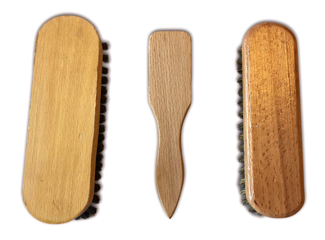 KIBROS Kit cirage polissage 3 brosses soie bottes bottines mocassins