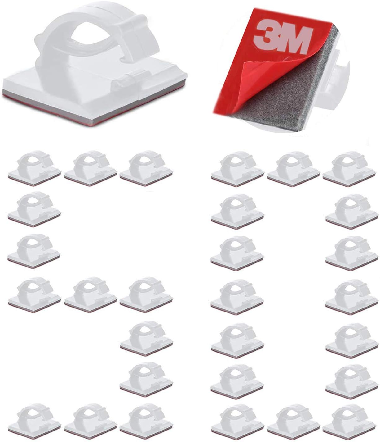 50PCS 3M Self Adhesive Cable Clips Management Strong Wire Holders Cord
