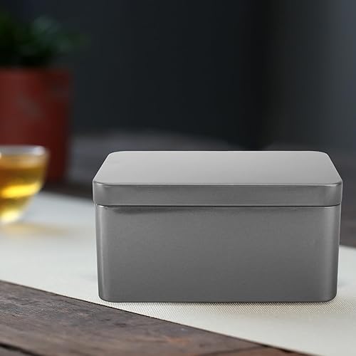 Miniatura 4 de NUOBESTY Caja de lata rectangular vacía, contenedor portátil de almacenamiento de té con tapa, caja de almacenamiento para el hogar para dulces de
