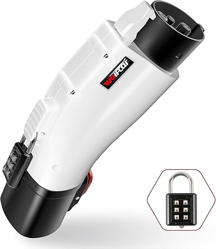 WOLFCAR - Adaptador de carga Tesla a J1772 con bloqueo de seguridad máximo 60 A y 250 V adaptador portátil J1772 EVs compatible con conectores Tesla