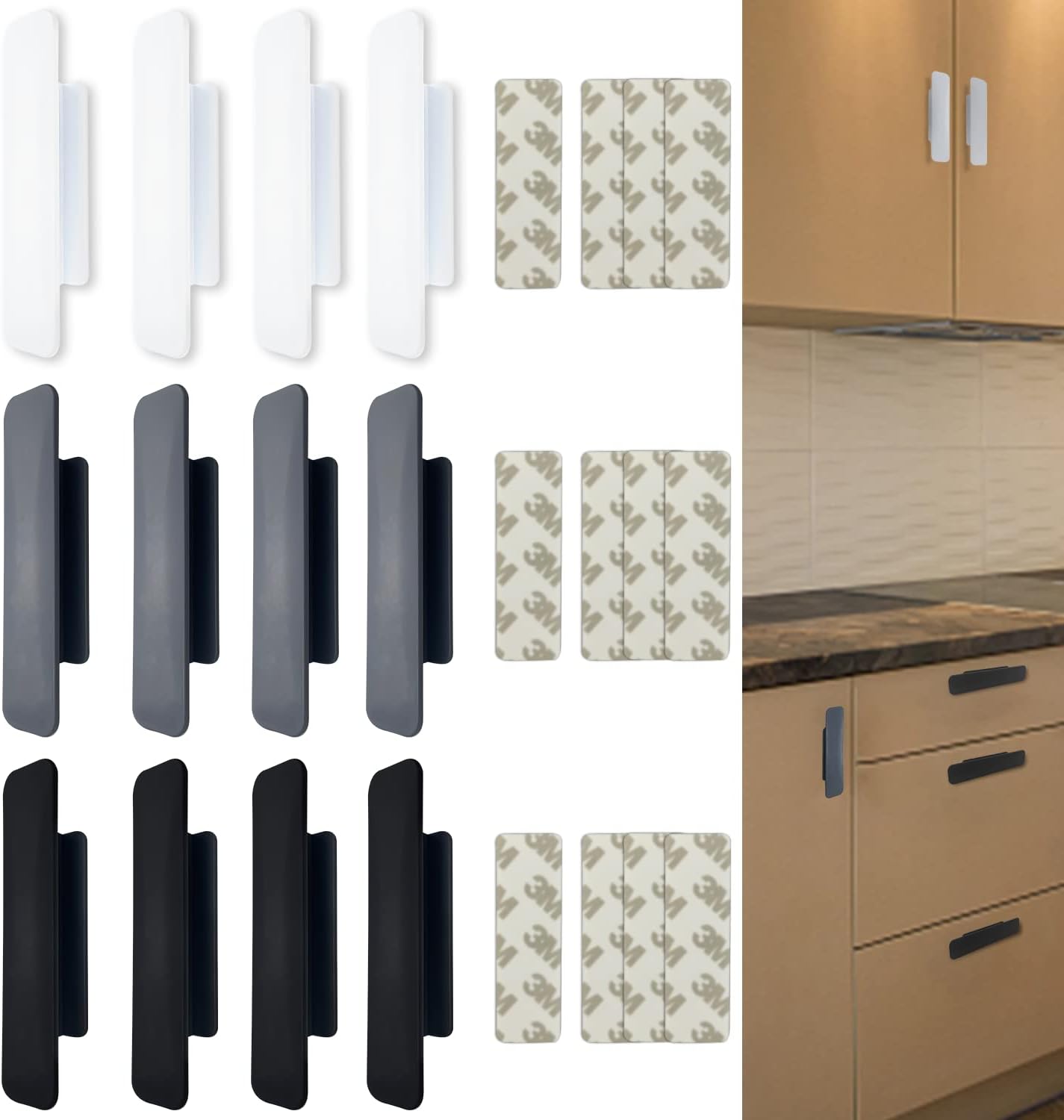 Jiehaojia 12Pcs SelfAdhesive Door Handles Auxiliary Door Window Handle Door Levers with 12Pcs