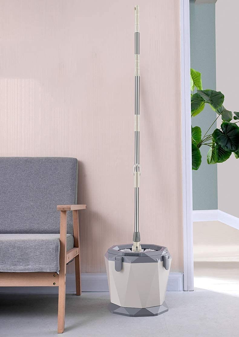 Mop Mop Piatto in Microfibra con Secchio Mop Rotante Mop Pulizia Pavimento strizzante Mano Libera con 2 Leve mop