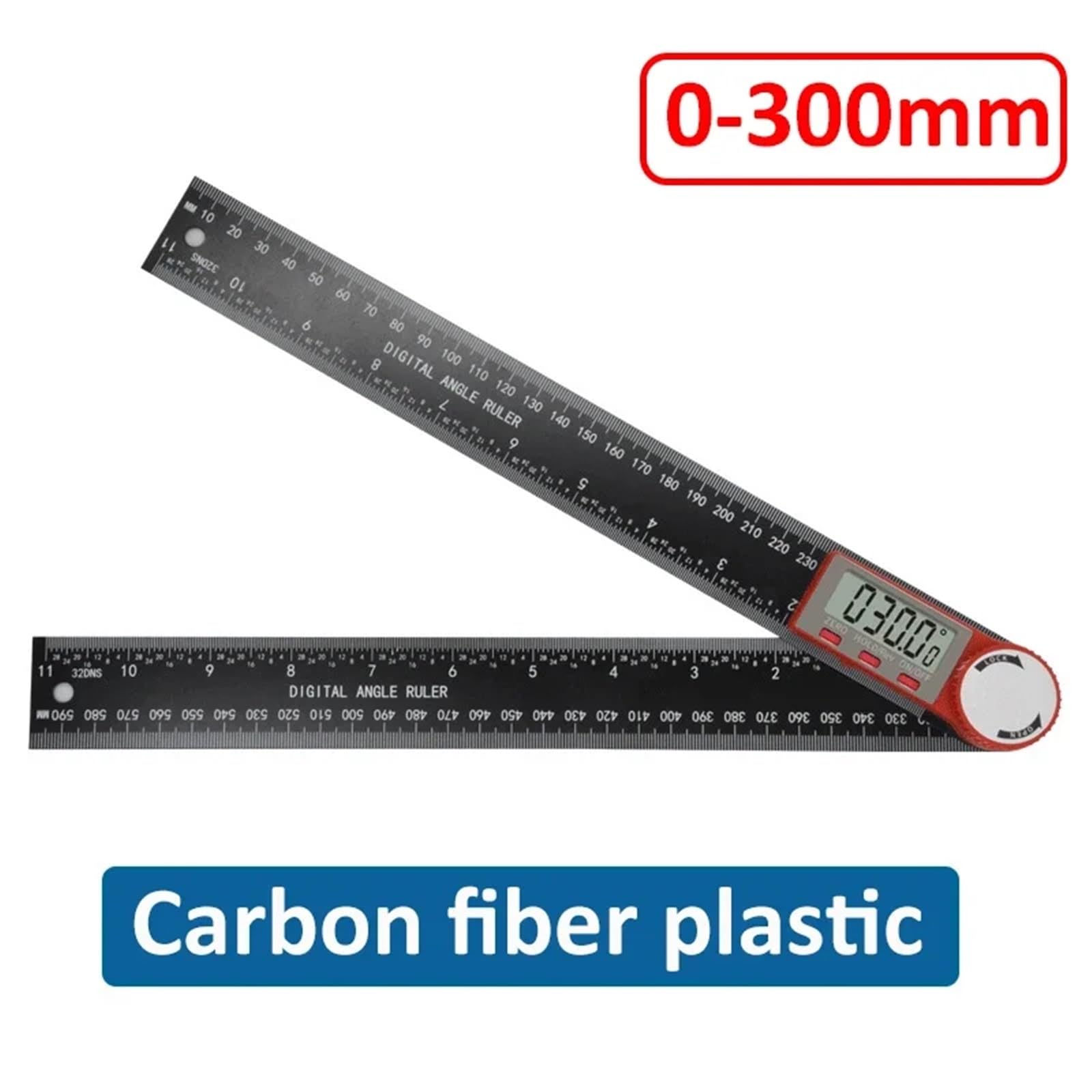 Medidor de ángulo Digital 2 en 1, inclinómetro, regla de ángulo multifuncional, transportador goniómetro electrónico de precisión for carpintería(Plastic-300mm)
