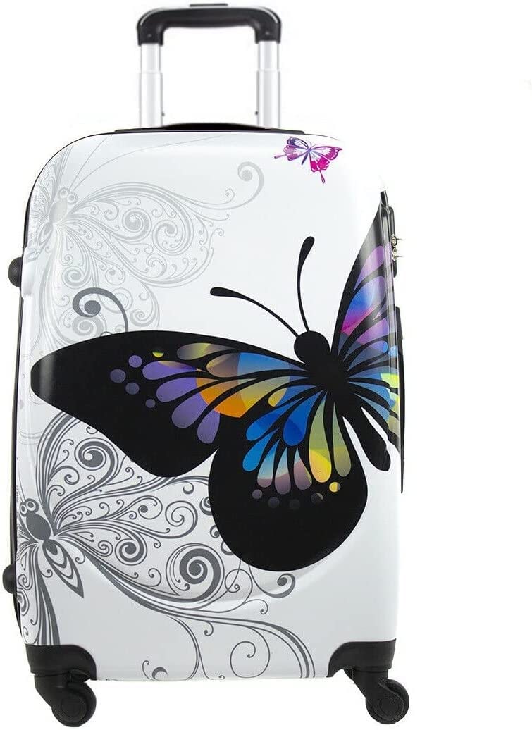 DED Maleta Grande de Viaje Equipaje para Viajar 4 Ruedas giratorias 76x49x30cm Estampado Mariposa candado de combinación.