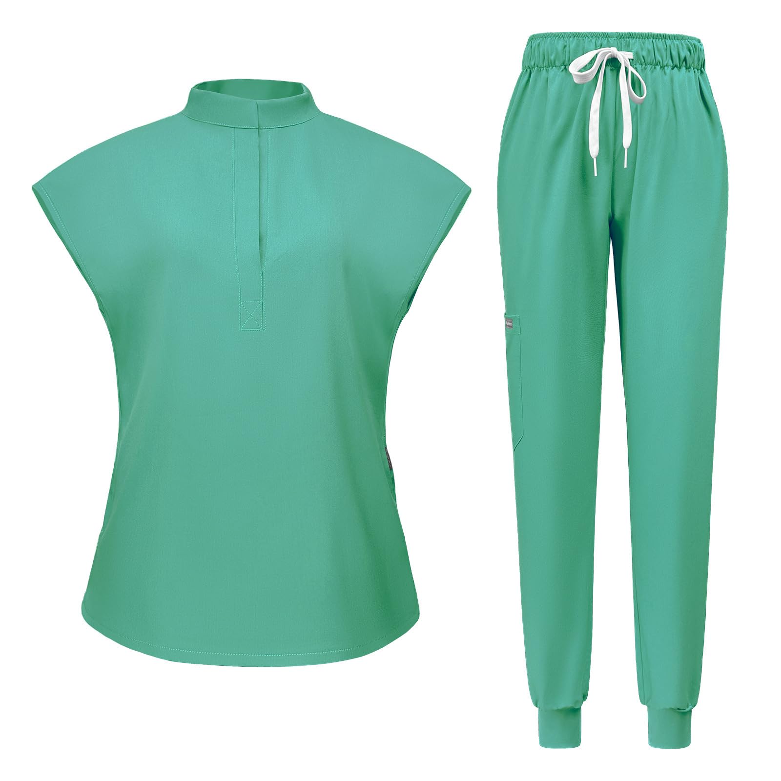 Levao 2024 Newest Scrubs Set for Women, 6 Pocket Modern Medical Workwear Nurse Uniforms Set Scrub Top & Jogger Pants — view 9