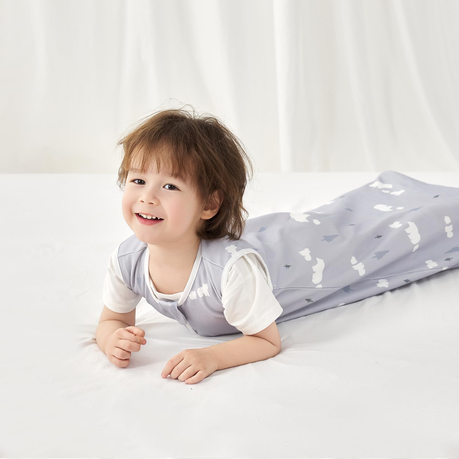Sac de Couchage pour Bébé 0.5 TOG, 100% Coton, Gigoteuse Douce et Respirante d'Été, Sac de Couchage 0.5 TOG pour Nouveau-Né et Tout-Petit, Feuilles