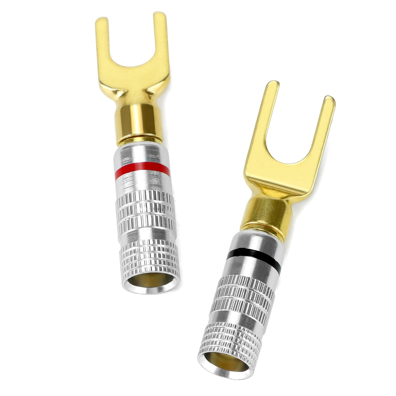 QWORK 8 Pièces Fiches Banane Enceinte 45 Degrés - Connecteurs Haut-Parleurs Fourche - Rouge Noir