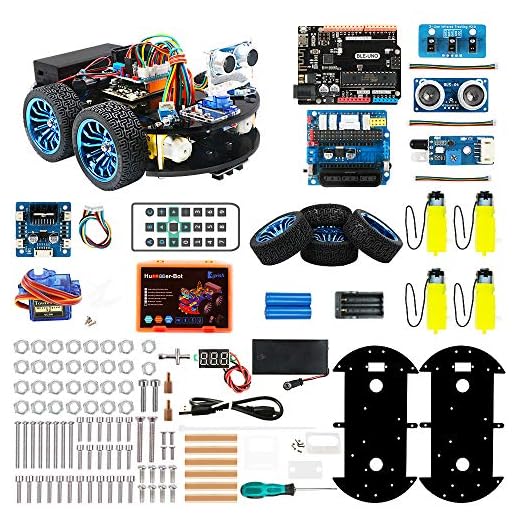 Keywishbot Smart Robot Car Kit for Arduino DIY Learning Kit, 4WD Remote Control Car with BLE Development Board, STEM Toy Robotic Kit Gift Kid Support Scratch Library