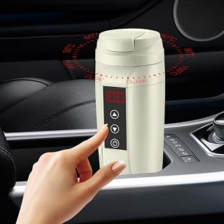 Taza de agua calentada para automóvil 450ML para Smart Cup 12V con calentamiento rápido y conmutación de voltaje dual (blanco)