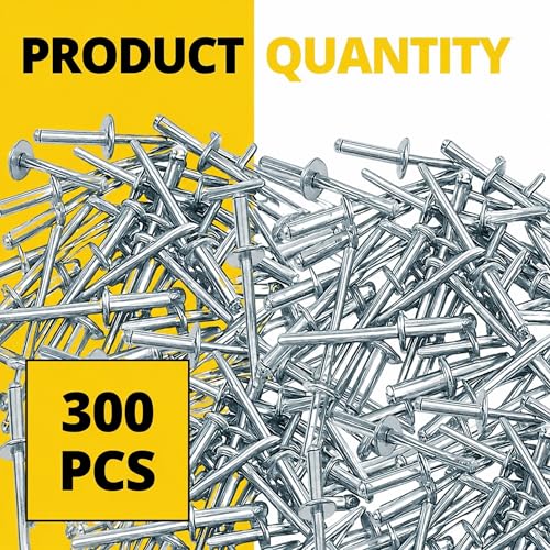 Image of 300PCS Large Flange Aluminum Pop Rivets 3 /16 inch x 3 /4 inch Big Head Steel Mandrel Dome Body Blind Clenches Set for Sheet Steel Duct Work Aluminum Boat Clenches Long Pop Rivets