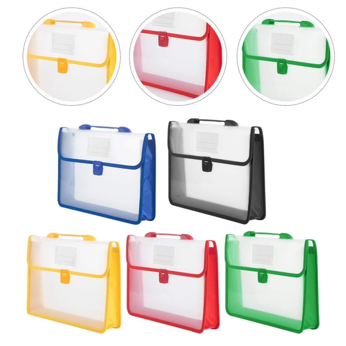 5pezzi Borsa Documenti con Fibbia Organizer Portatile in Pp Resistente e Capiente per Ufficio Scuola e Lavoro
