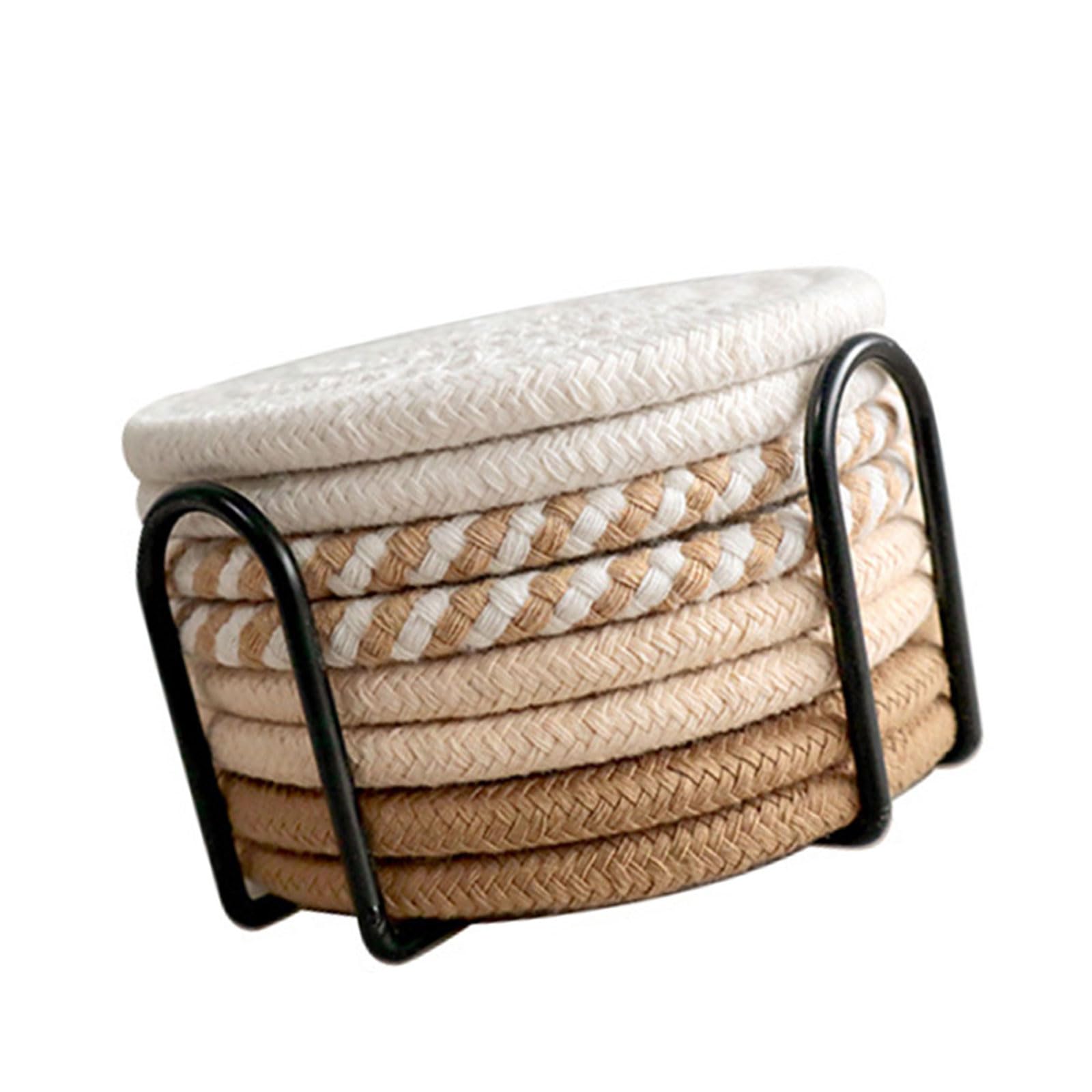 Rope Beverage Coasters Cup Mat Easy to Use Absorbent Cotton Rope Coasters Set