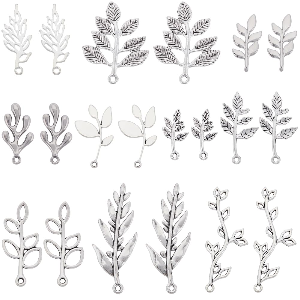 Breloques feuilles en vrac argent métal pour fournitures fabrication bijoux