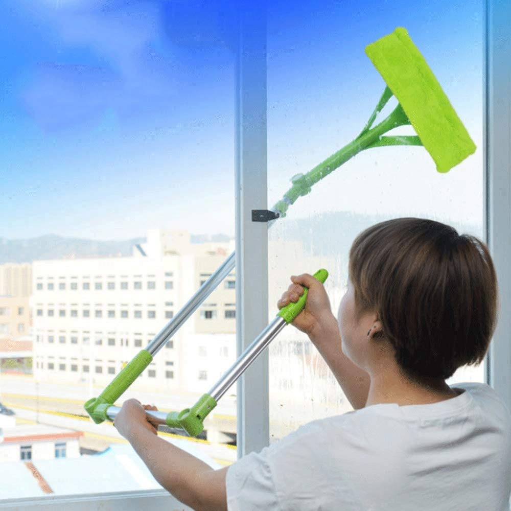 Glaswischer-Rakel-Glasreiniger, Haushaltsreinigung, Hochhaus, Fenster, Teleskopstange, Reinigung, Glas, Kratzartefakt (Color : Blue)