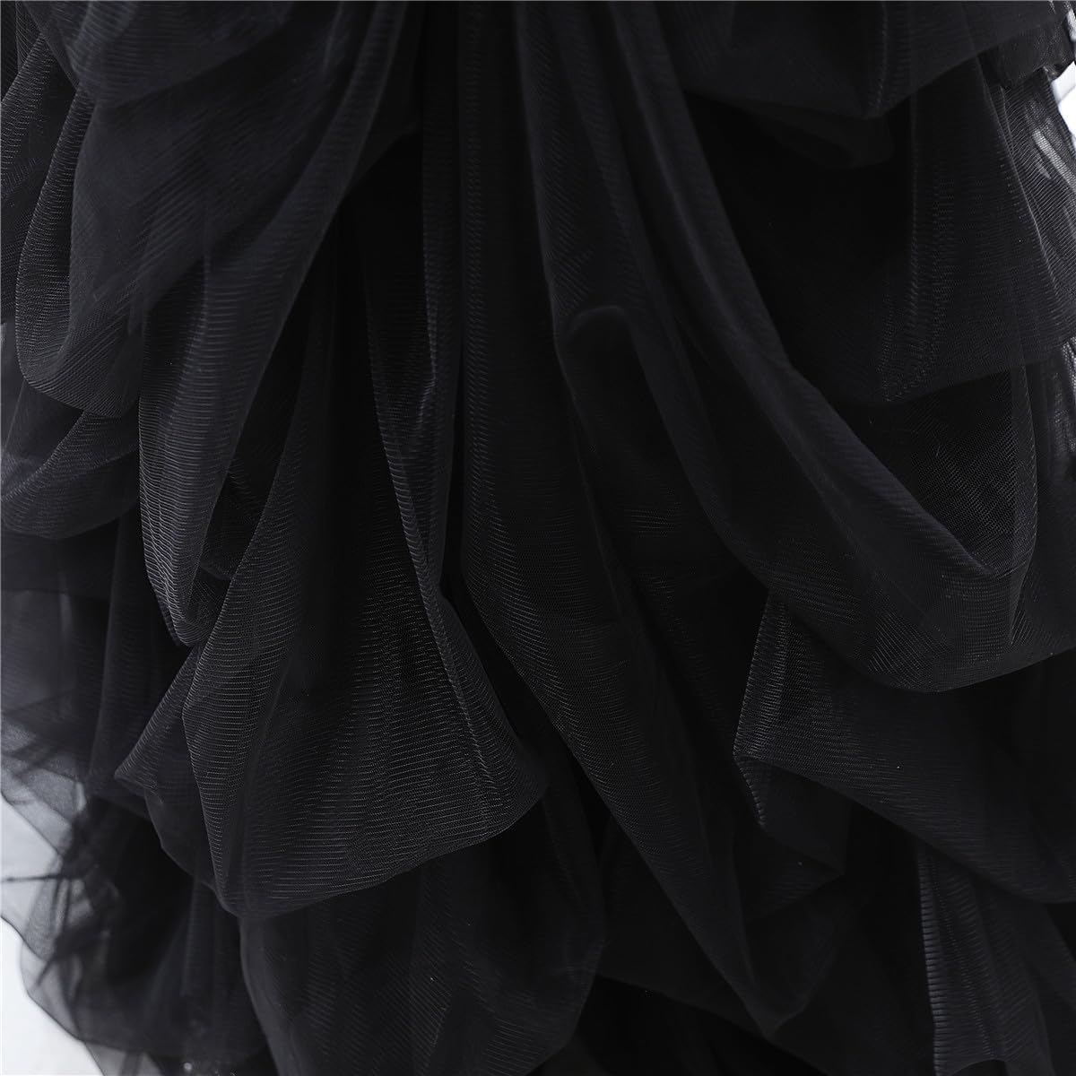Qmker Girls Long Tutu Skirts Princess Slit Dress Candy Color Tulle Maxi Floor Length for Birthdany Party Handmade (6, Black)