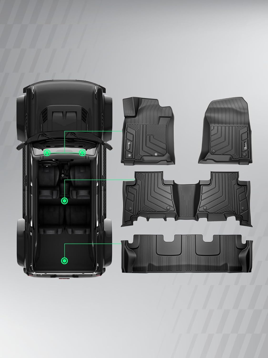 YHTAUTO Floor Mats Fit Lexus GX460 2010-2018, Toyota Land Cruiser Prado J150 2010-2020, TPE All Weather Car Mats Waterproof Anti-Slip Odorless Floor Liner, Front & 2nd Row Liner Set of 4 - Image 11