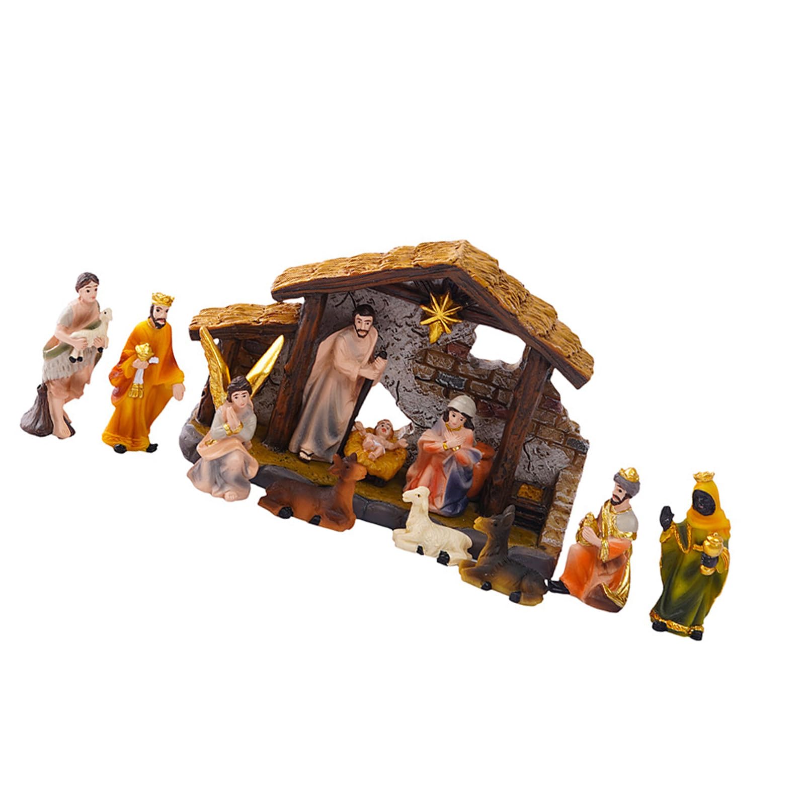 YROHGKPN Jesuses Holy Family Statue Miniature Christmas Nativity Scene Sculpture for Xmases Indoor Home Table Holiday Decors Table Ornament Religious Christmas Decors