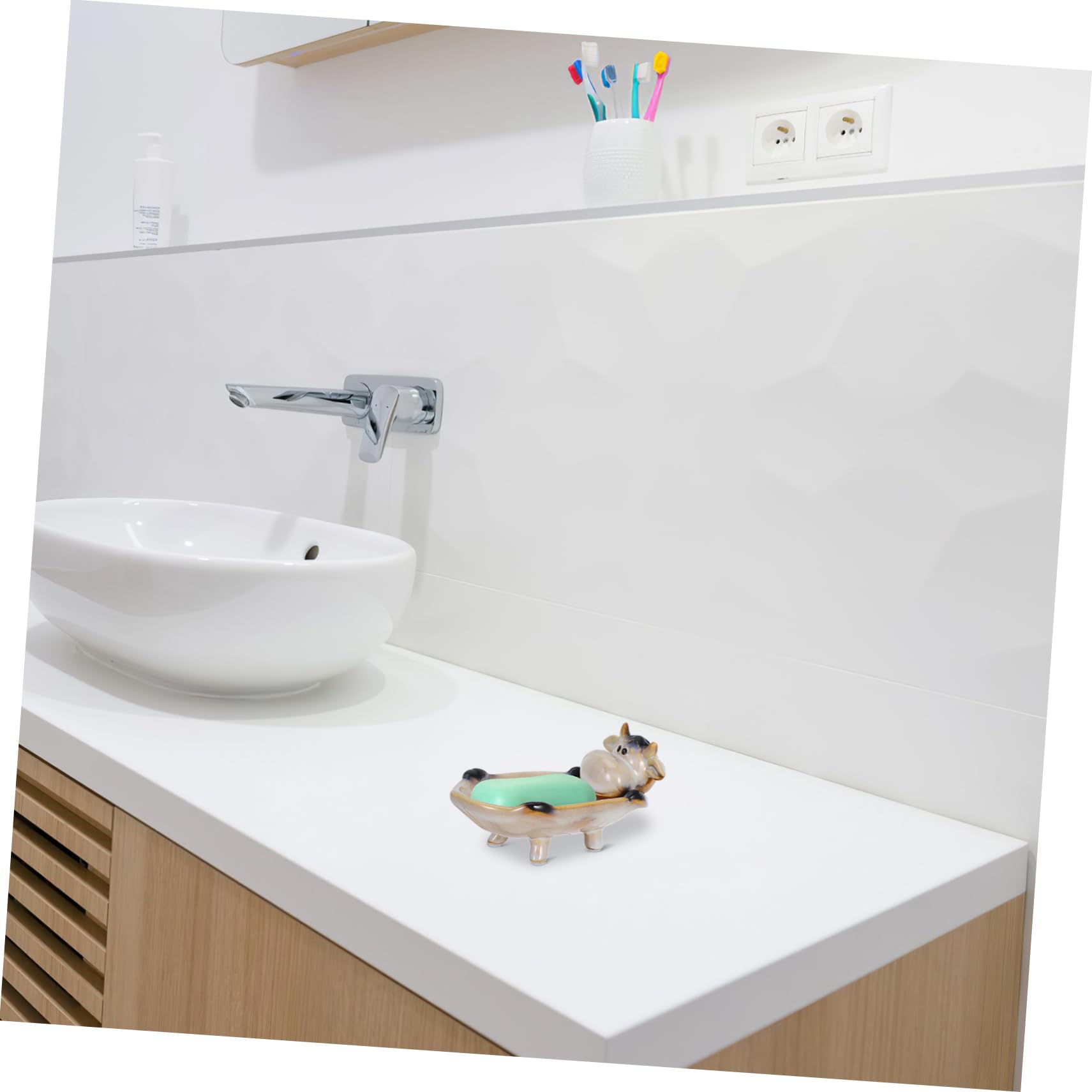 Jabonera Cerámica Decorativa De Animales Drenaje para Baño y Cocina Soporte Multifuncional para Jabón y Accesorios Pequeños Diseño Creativo y Práctico