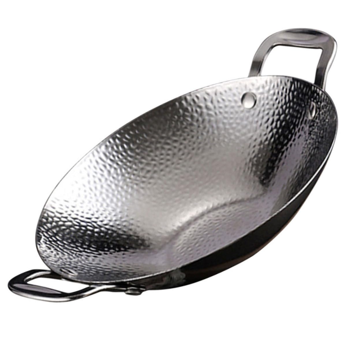 Pentola e Facile da Pulire con Doppio Manico Superficie Liscia in Inossidabile Wok e Barbecue per Cucina Domestica