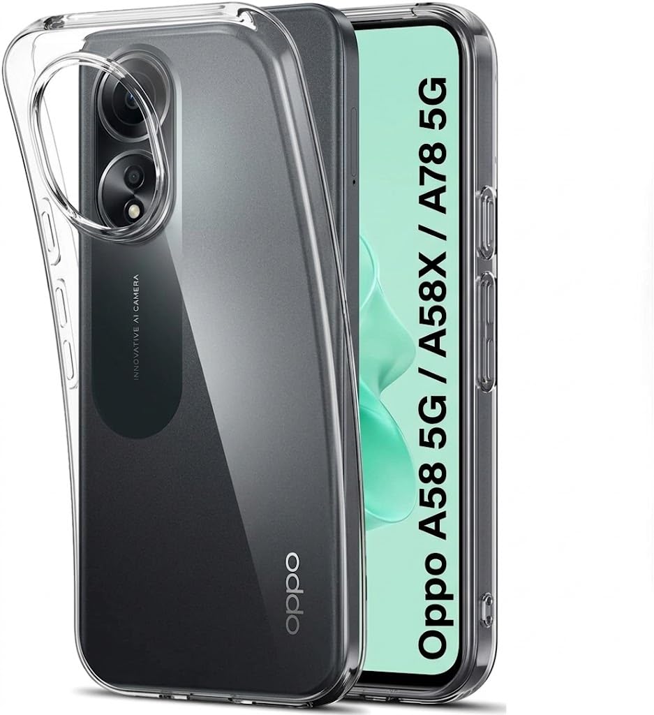 JANAK RAJ Soft Crystal Clear Back Case Cover Compatible with Oppo A58 5G / A58X / A78 5G | 100% Transparent Shockproof Silicone 360 Protective Design - Clear
