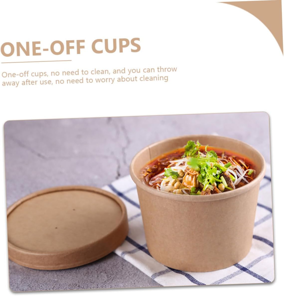 Disposable Ice Cream Containers with Lids, 8oz Thick Kraft Paper Soup Bowls for Homemade Ice Cream Storage, Takeout Food Packaging Cups, 50 Sets