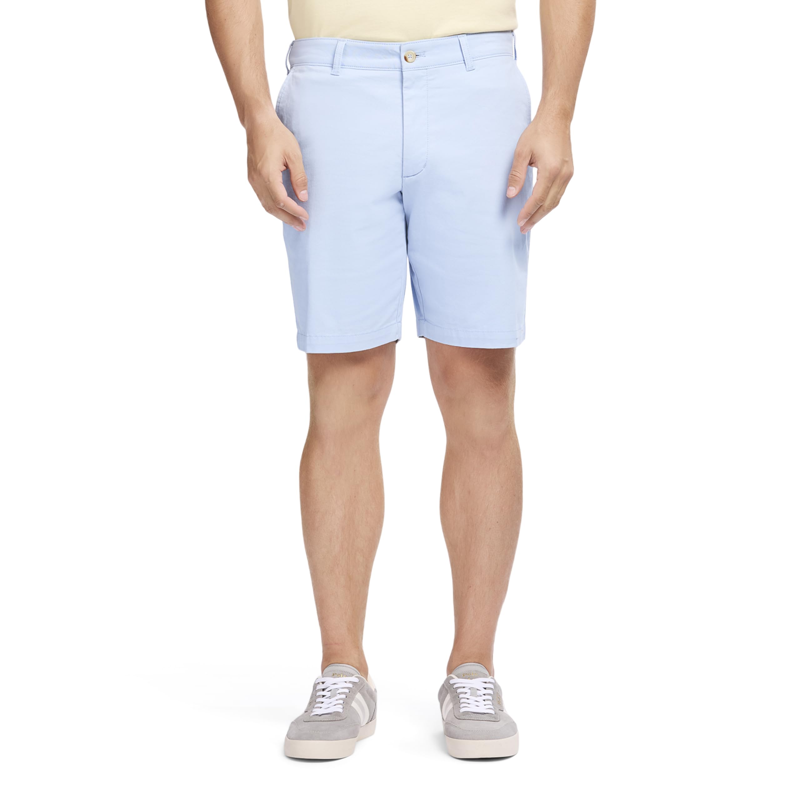Izod Men's Saltwater 9.5" Flat Front Chino Short, Chambray Blue, 36