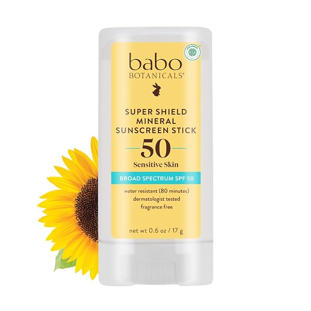 BABO Botanicals Super Shield SPF 50 Stick Sunscreen - 70 Organic Ingredients - Natural Zinc Oxide - for