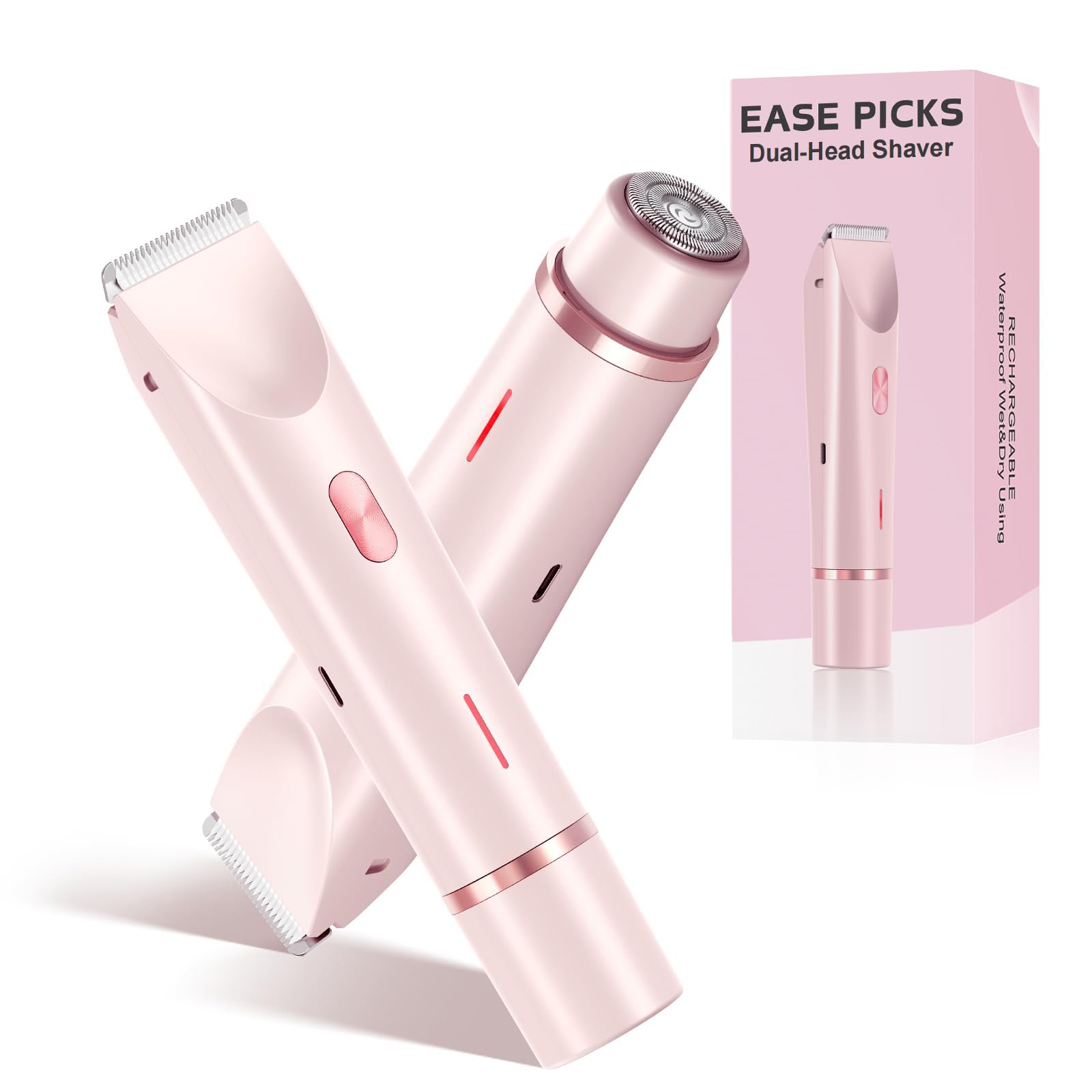 Easepicks Shaver, 2025 New 2-in-1 Rechargeable Razor for Women, Waterproof Bikini Trimmer, Wet and Dry Body Trimmer