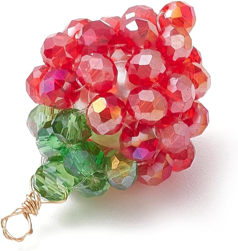 KitBeads 10Pcs Glass Seed Beaded Strawberry Charms Colorful Fruit Strawberry Pendants for Necklaces Making Bracelets Crafts Bulk - Image 5