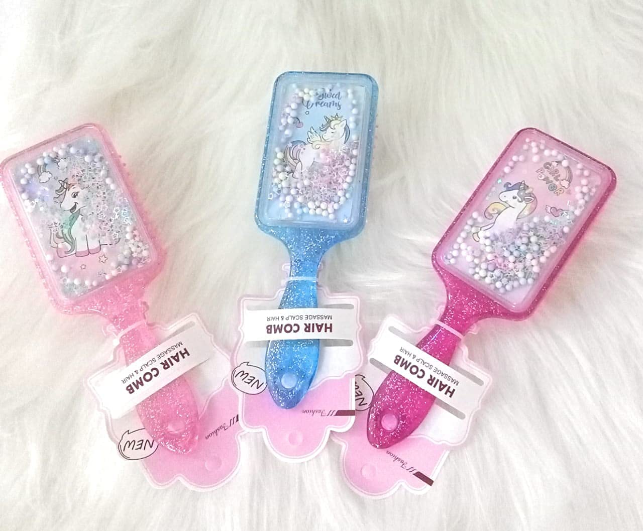 Crackles Cute 3D Cartoon Glitter Hair Comb Brush set for Girls - Pack of 1 (Assorted Prints and Designs)