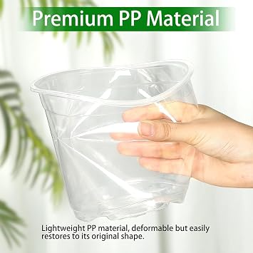 24 Pack 6/8/10 Inch Clear Nursery Pots with Drainage, Large Plastic Plant Pots for Seedlings Flowers Succulents Vegetable, Indoor Outdoor Gardening (6 810 Inch)