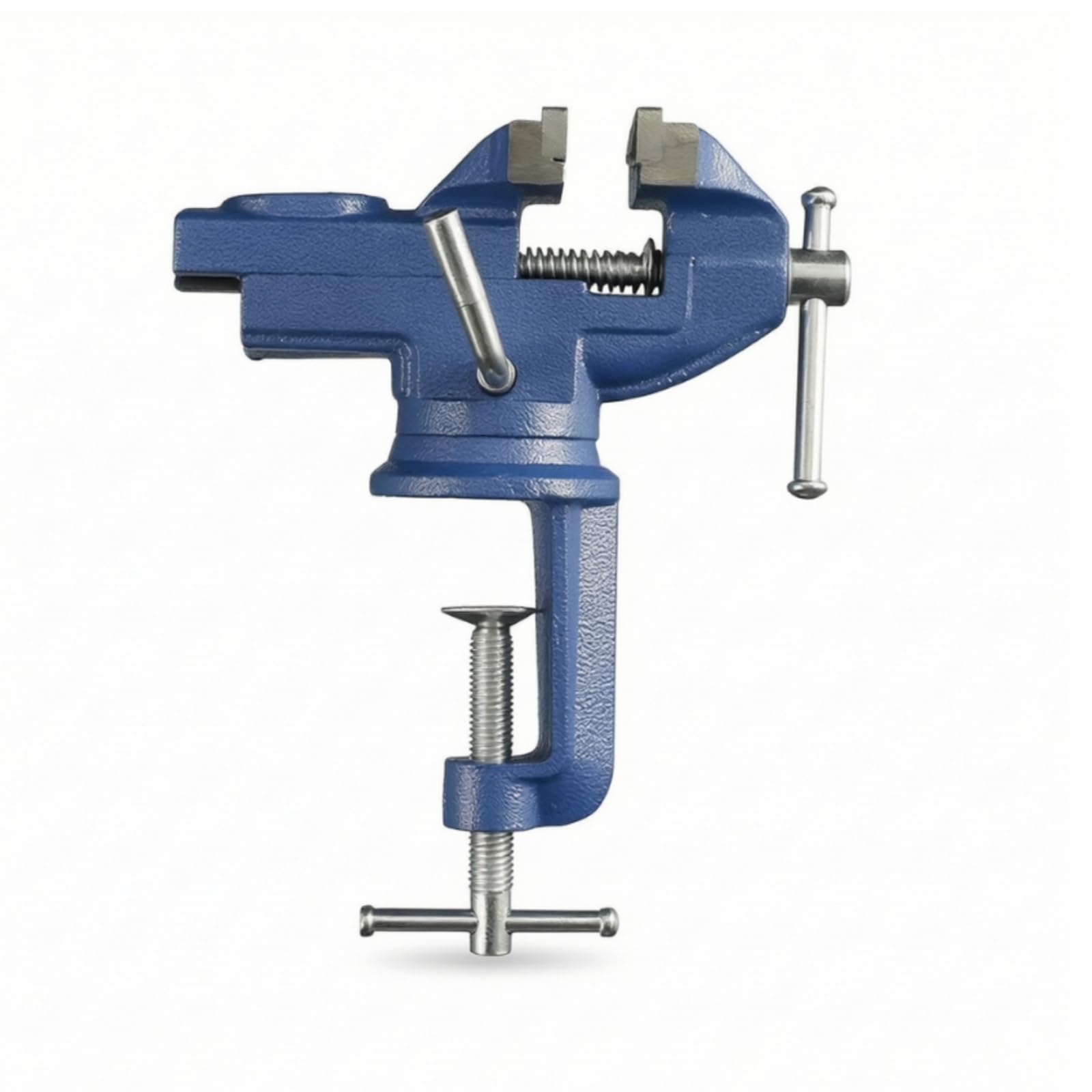 Tornillo Tornillo Profesional Banco con Base Giratoria Resistente Abrazara Trabajo para, Azul, 80mm
