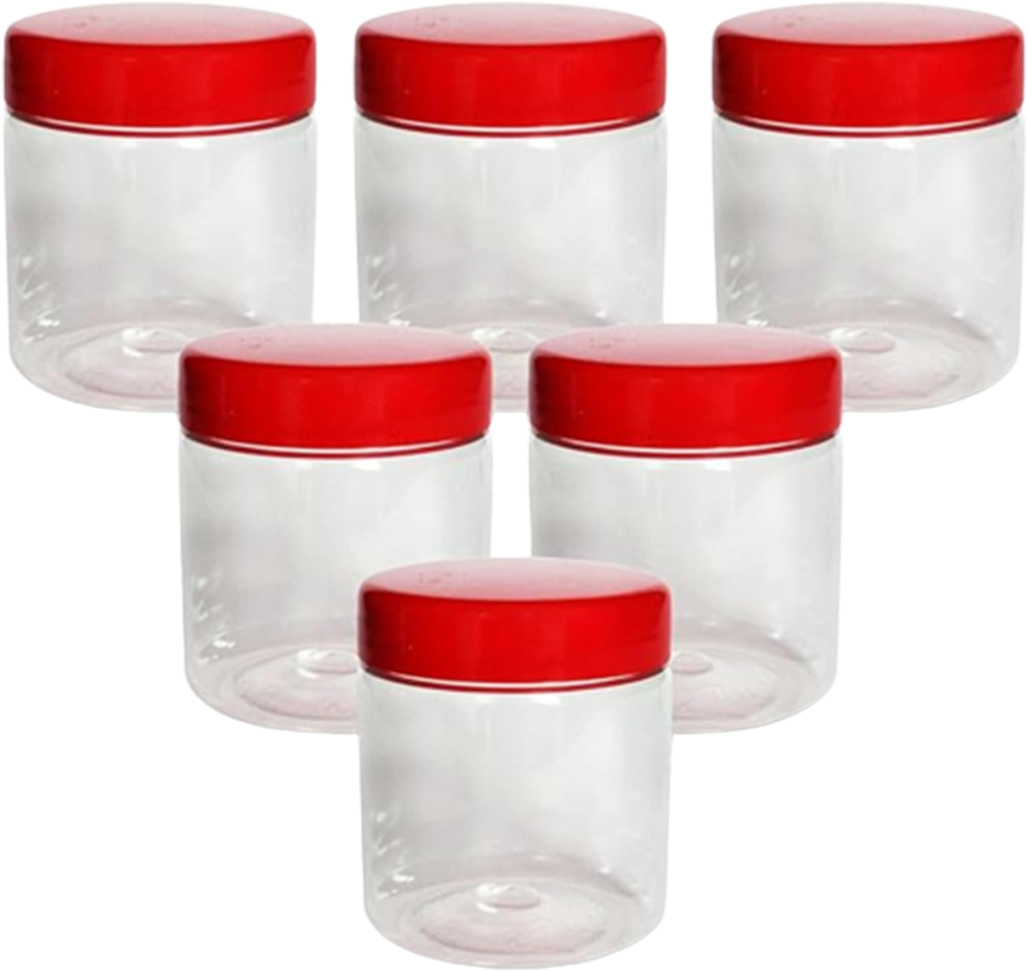 6 x 100ml Round clear Plastic Storage Jar with screw top lids, airtight BPA free food storage containers for kitchen, Hardware Storage, canisters