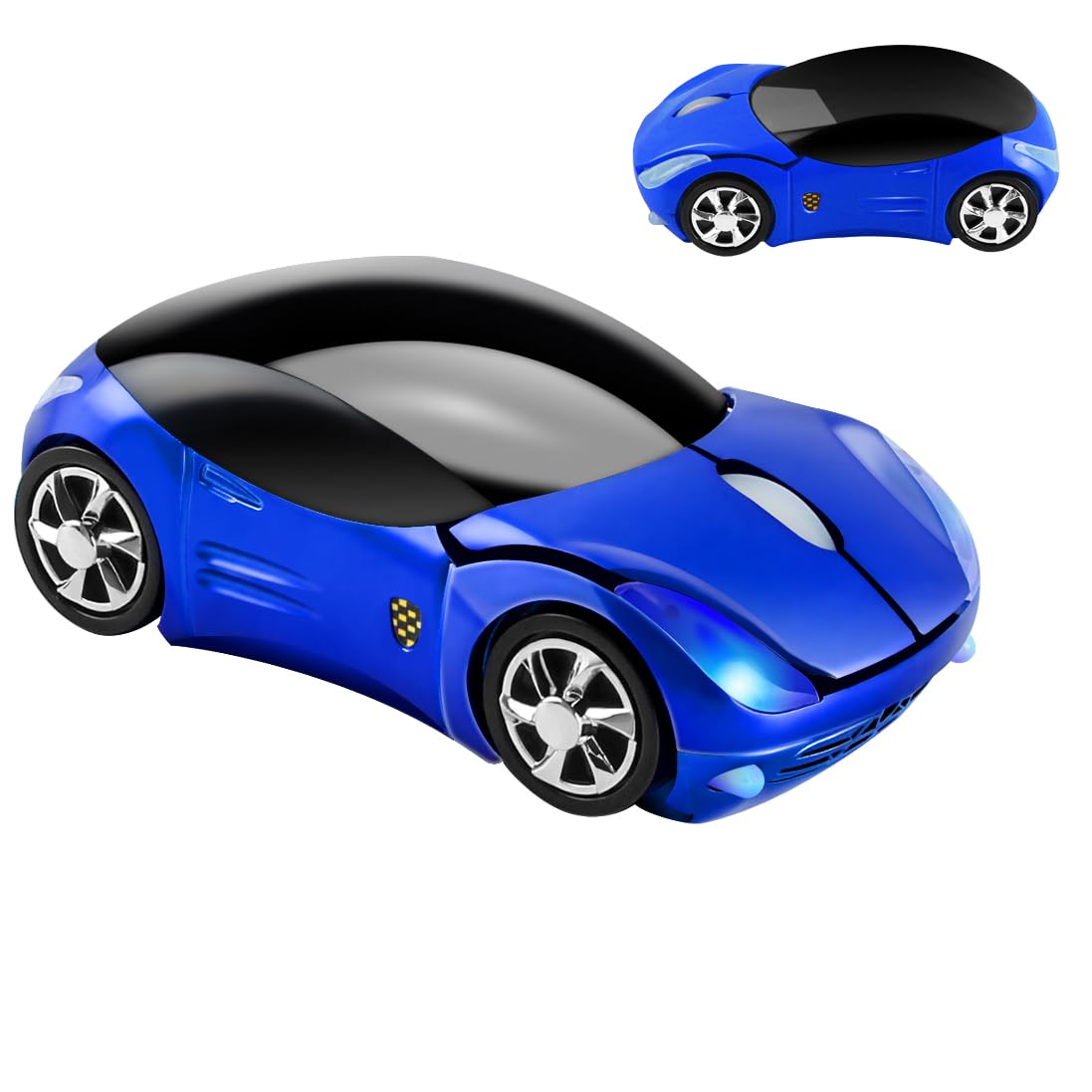 SHARE SUNSHINE Colorful 3D Sport Car Shape Mouse 2.4GHz Wireless Mouse 1600DPI 3 Buttons Optical Ergonomic Gaming Mice with USB Receiver for PC Laptop Computer (Blue)