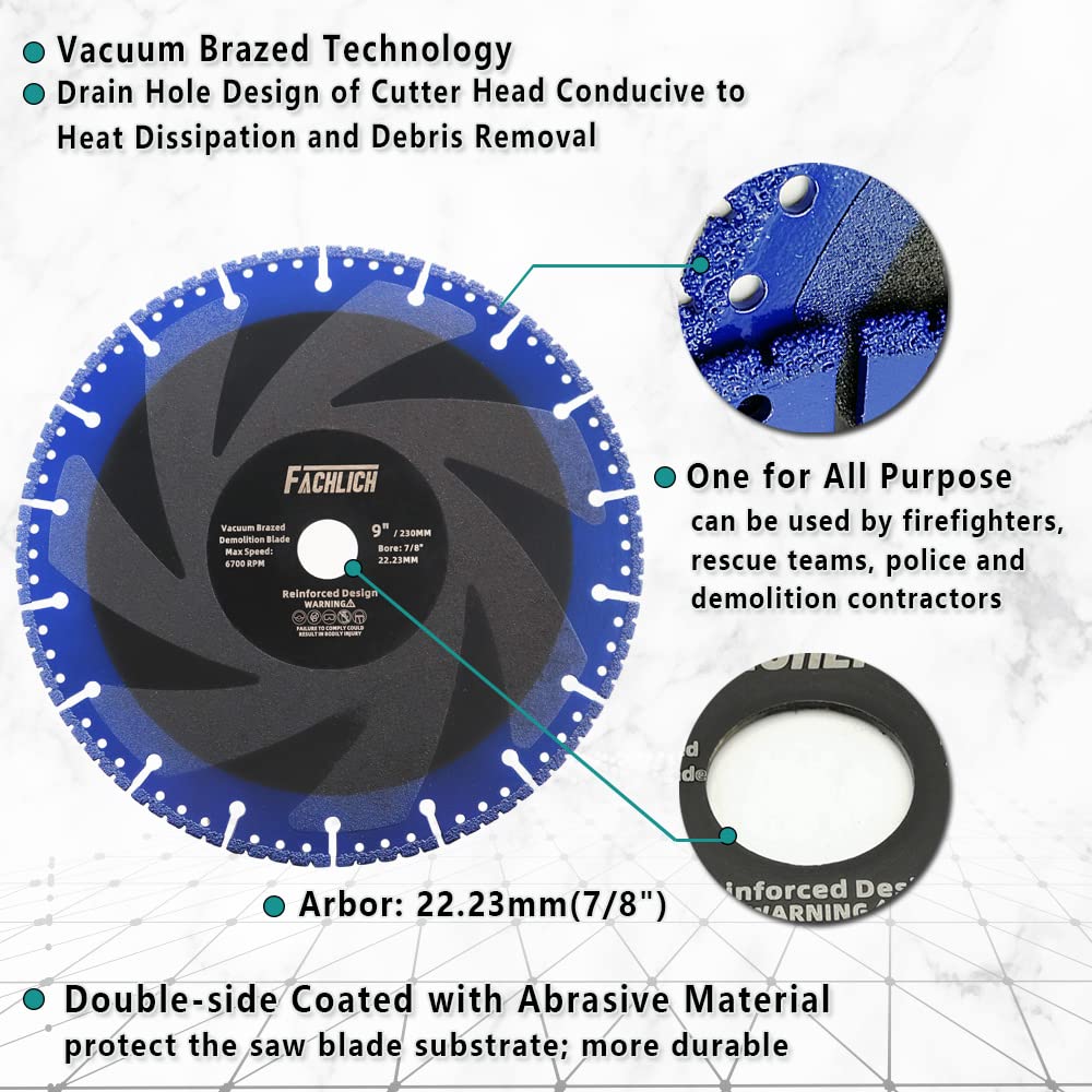 Disco Diamantato per Tutti Gli Usi,230mm Metallo Resistente a Secco Disco da Taglio per Tondo per Cemento Armato,Ferro Angolare,Placcatura in Acciaio,Fibra di Vetro,Muratura