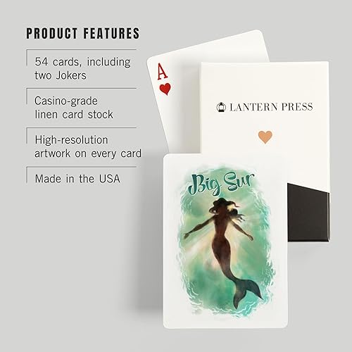 Miniatura 3 de Lantern Press Big Sur, California, Mermaid Underwater, 52 Playing Cards for Adults, Poker Size Card Deck