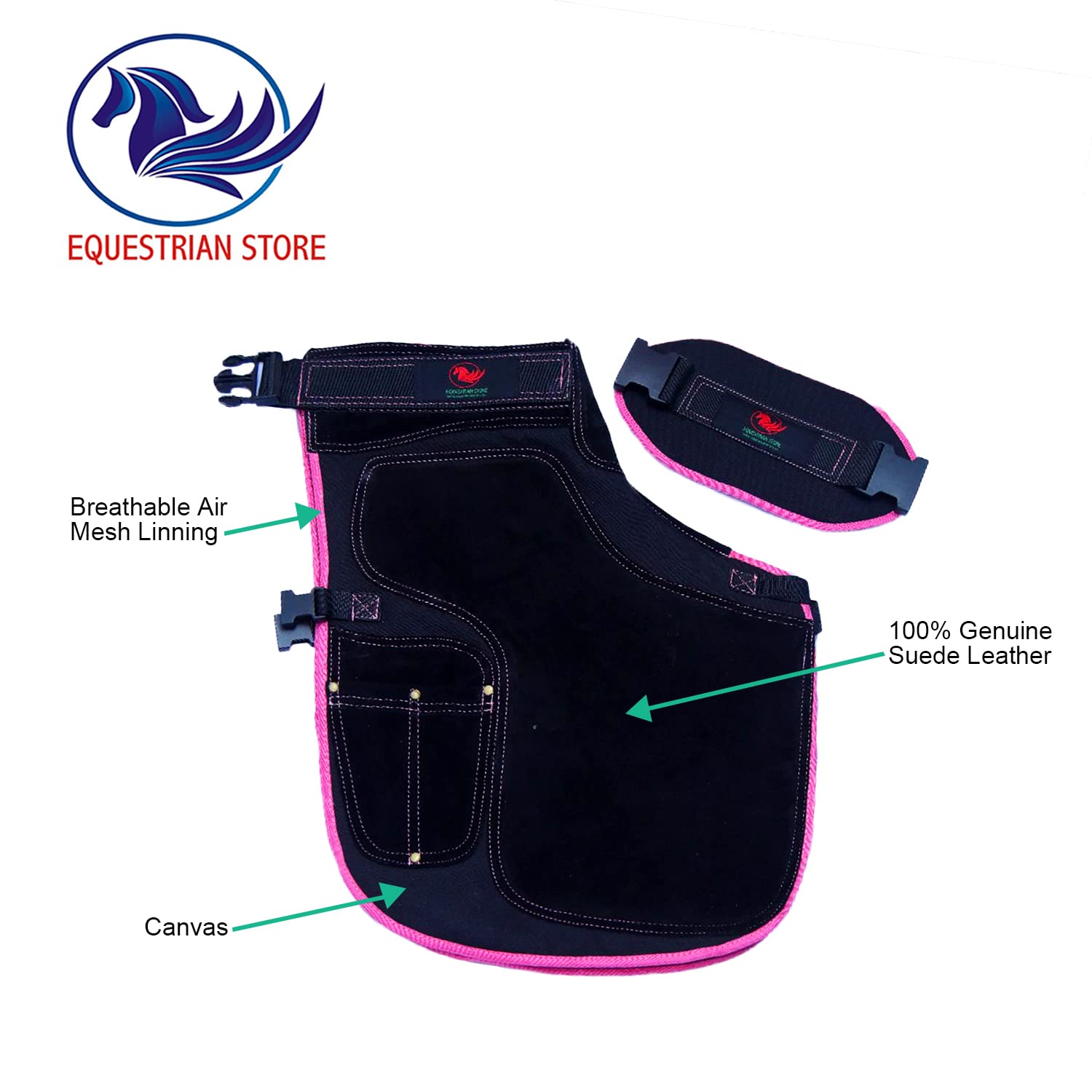 EQUESTRIAN STORE Fartuch kowalski, 65 cm, płótno z kutej skóry, fartuch z prawdziwego zamszu, fartuch narzędziowy, trymer chaps, pielęgnacja kopyt, kowal dla mężczyzn i kobiet, czerwony & czarny, 70