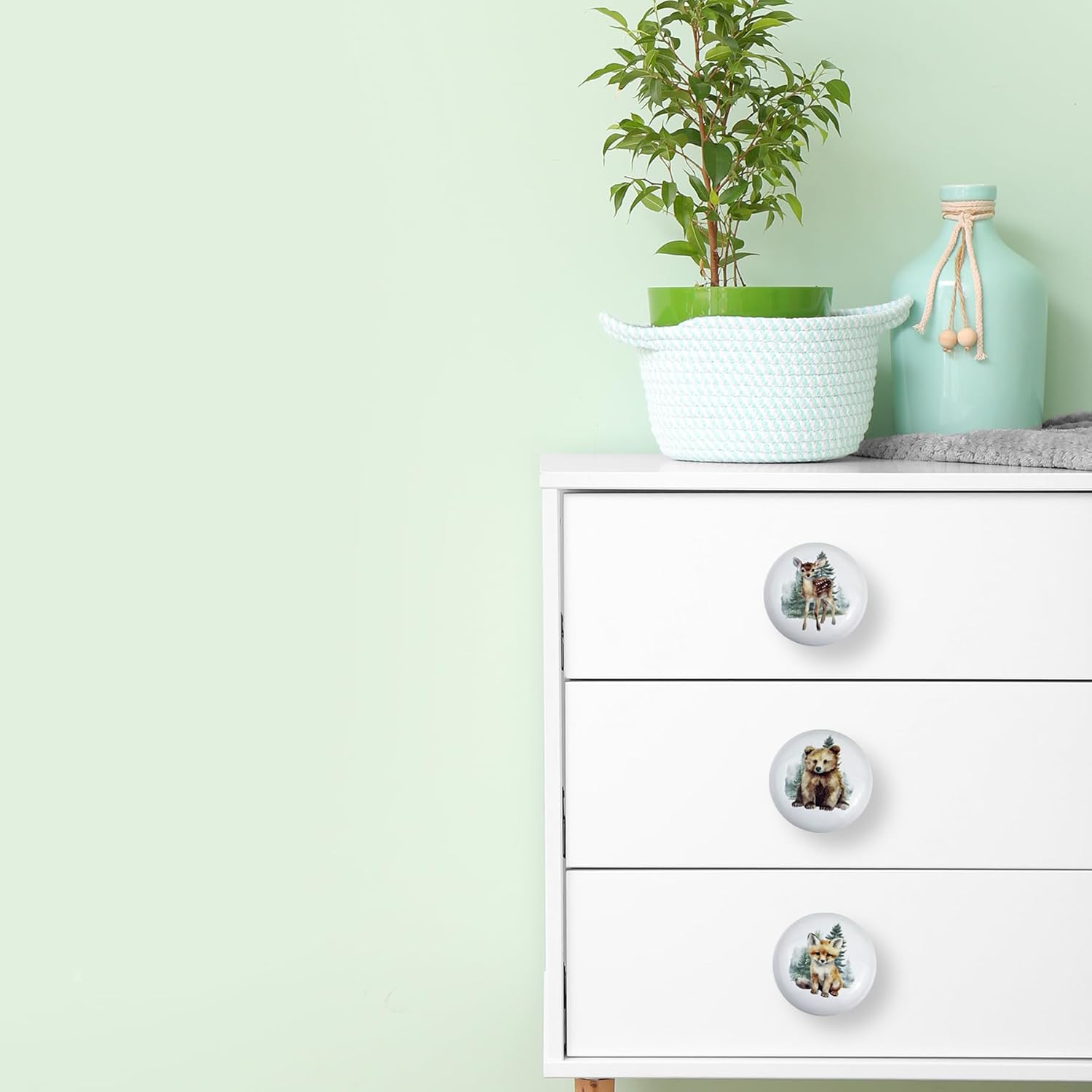 8Pack1.5 Jungle Animals Ceramic Cabinet Knob Safari Animals Kids Cabinet Room Dresser Drawer Handle Pulls
