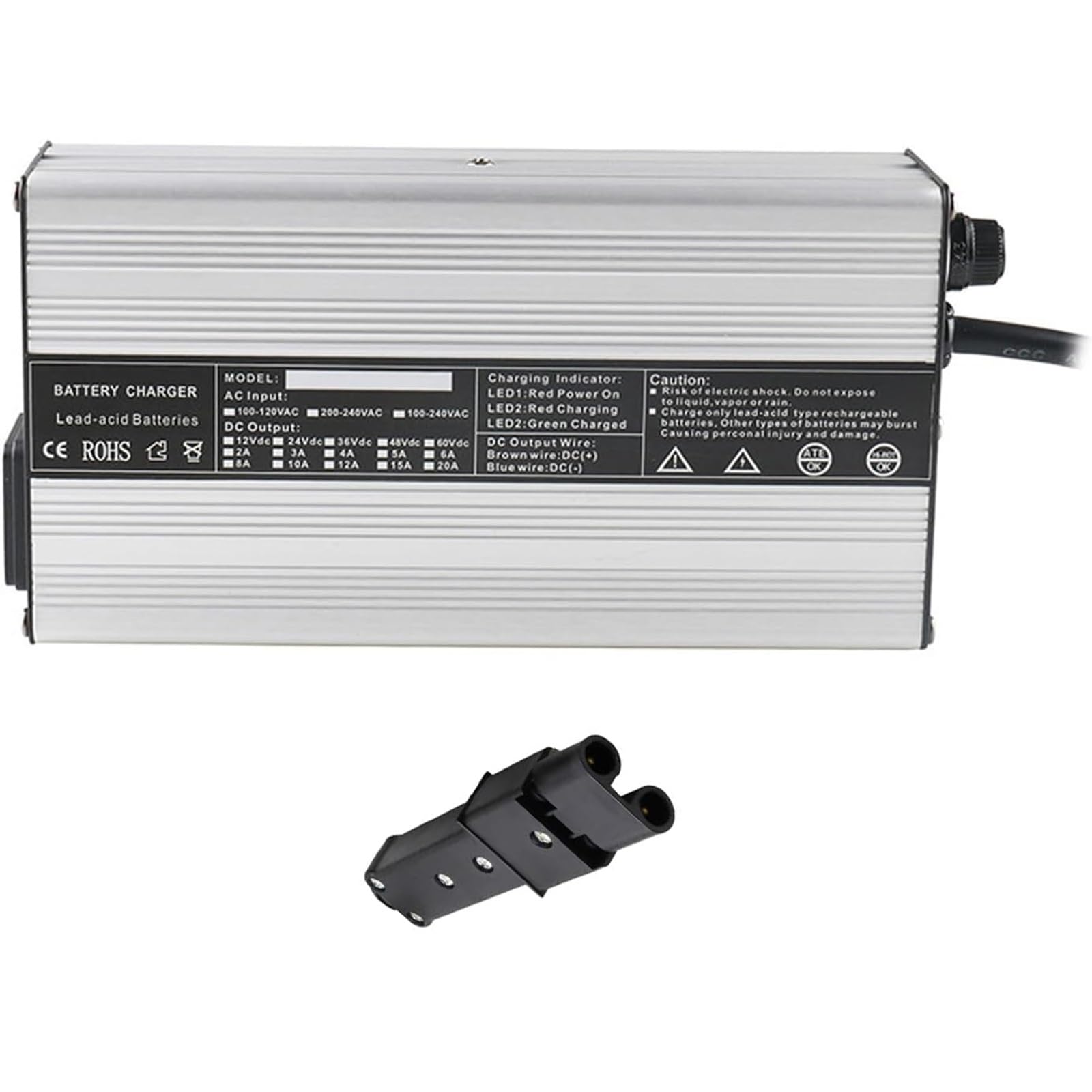 12V/24V/36V/48V/60V/72V Lead Acid Battery Chargers 240W for Car Battery Charger,Forklift Battery Charger,for Battery Packs, Power Tools,Electric Cars,Golf Carts Etc,with Plug(Plug Q,72V 2.5A)