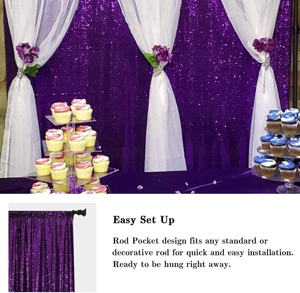 Rеvіеw AMZLOKAE Curtains 2 Panels 2FTx7FT Purple Glitter Backdrop Curtains Sequin Shower Curtain 84 inch Sequin Photography Backdrop for Weddings Photo Booth Hanging (2FTx7FTx2, Purple)