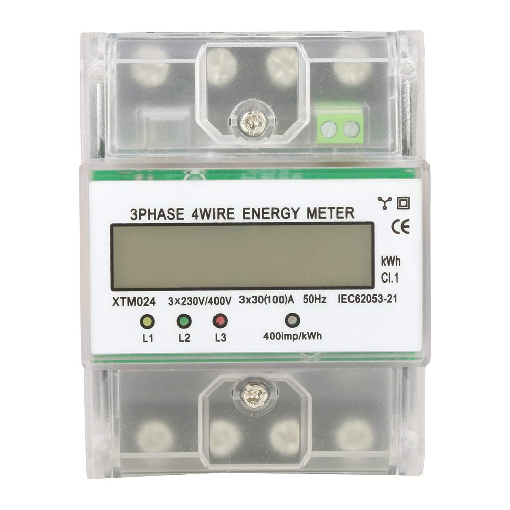 Medidor KWh trifásico de 4 hilos |Monitor de uso de riel DIN para subcontador (30(100) A)