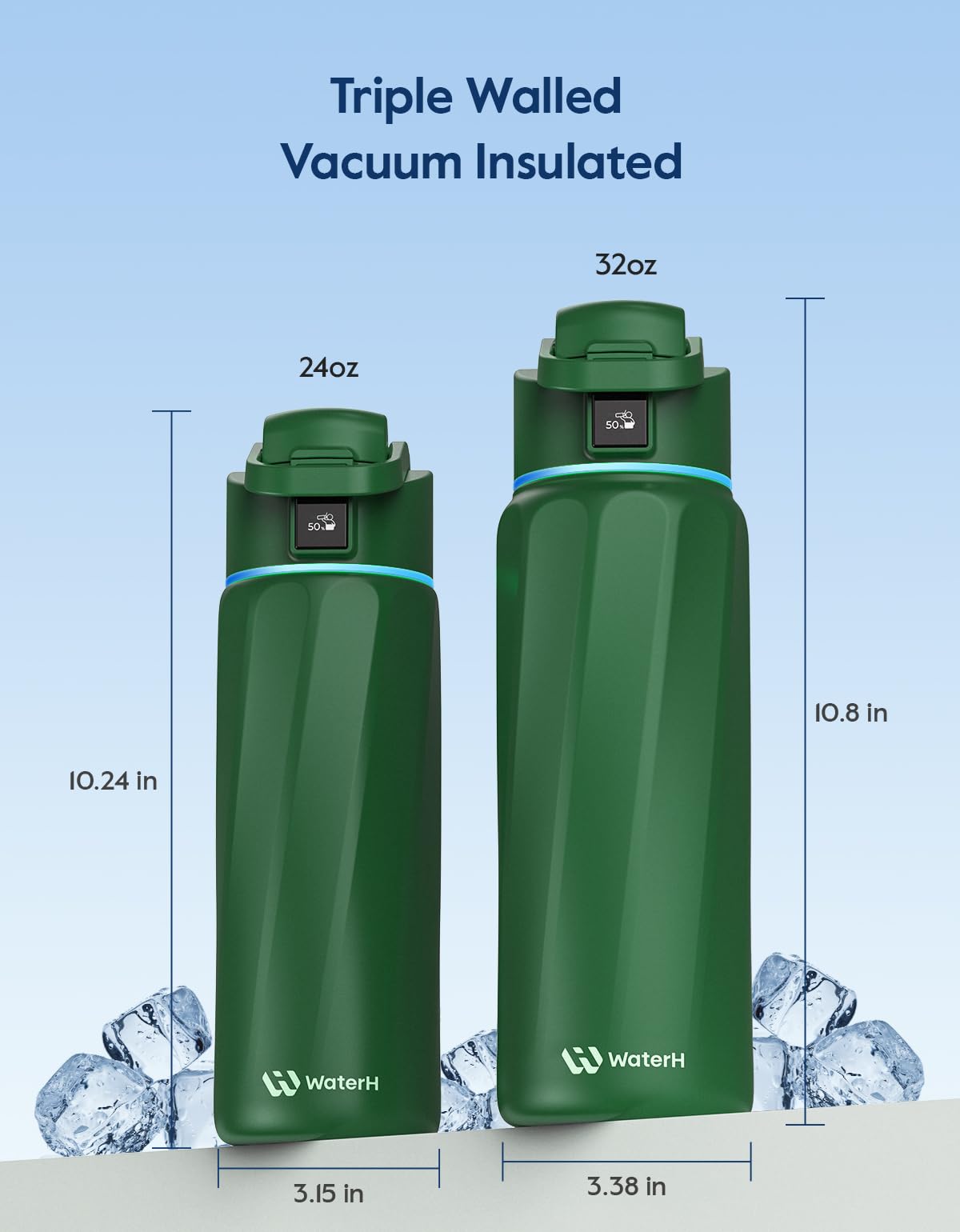 BOOST Smart Water Bottle with Reminder & Tracker, Double Wall Vacuum Insulated Bottles Stainless Steel, 946 ml BPA-Free Wide Mouth for School, Gym, Office, Ideal for Mother's Day