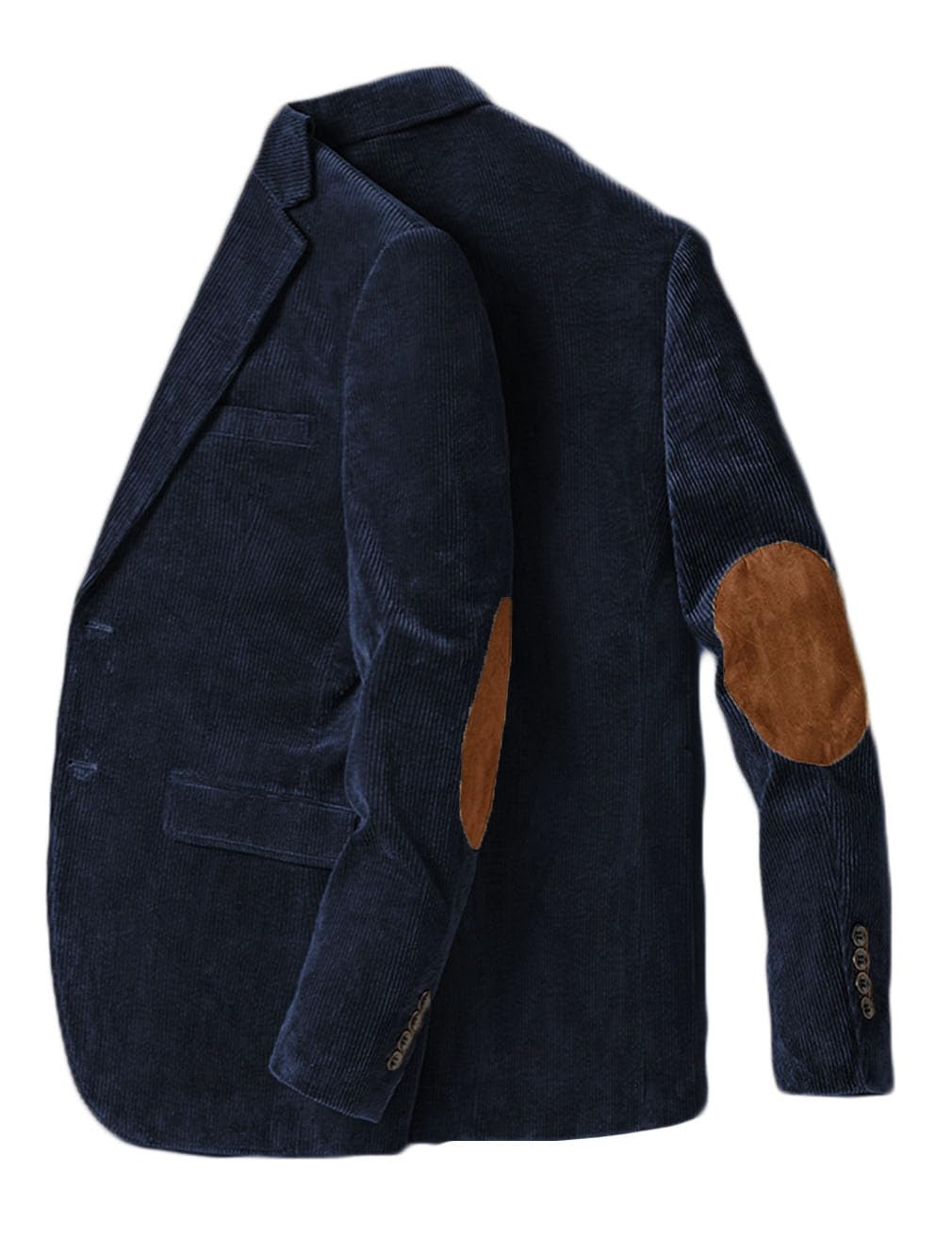 Chaqueta tipo blazer con parche en el codo para hombre, de pana, casual, con solapa de muesca, esmoquin de boda