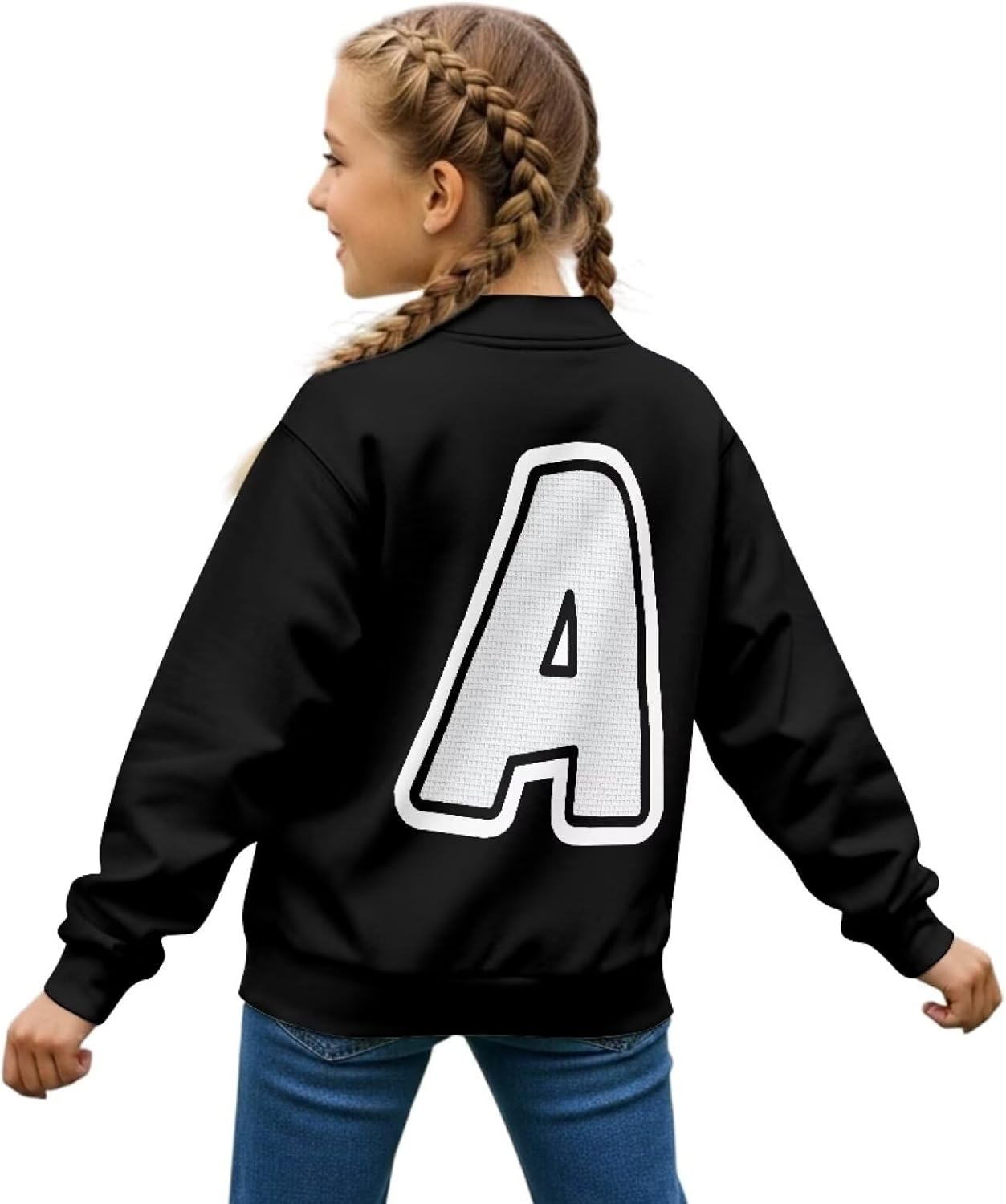 KIds Letterman Jacket Varsity Baseball Versity Coat Long Sleeve Button Pocket Fleece Bomber Outfit 5-12 Years